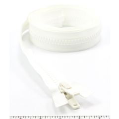 YKK Vislon #10 Separating Zipper AutoLok Double Pull Plastic Slider 78 inch White